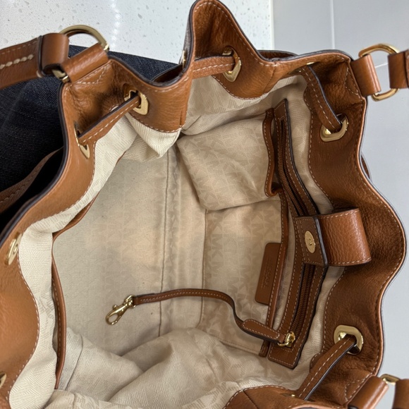 Michael Kors Denim and Leather Drawstring Bag - Picture 4 of 6